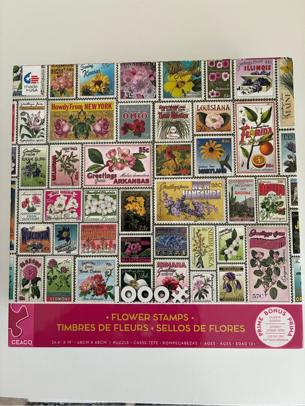 Ceaco US Flower Stamps 1000-Piece Puzzle
